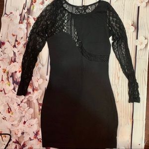 Nasty gal black lace long sleeve dress